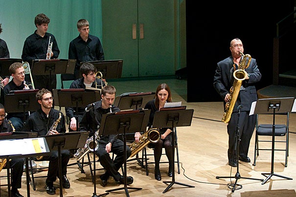 Fred Ho '79, the 2009 Harvard Arts Medalist, performs a tribute concert with the Harvard Jazz Bands at the New College Theatre.