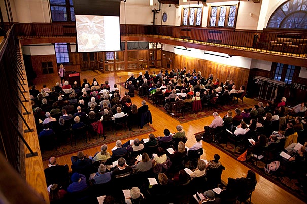 Elaine Pagels, the Princeton University professor of religion, famous for infusing old religious debates with new urgency, packed the Radcliffe Gymnasium, where she shared her latest thinking on Revelation, its cultural impact, and its historical underpinnings.