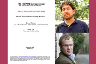 A new Harvard Kennedy School working paper, “On the Measurement of Poverty Dynamics,” co-authored by Daniel A. Hojman (top) and Felipe Kast, outlines a more precise method of comparing poverty levels and changes over time, and between countries.