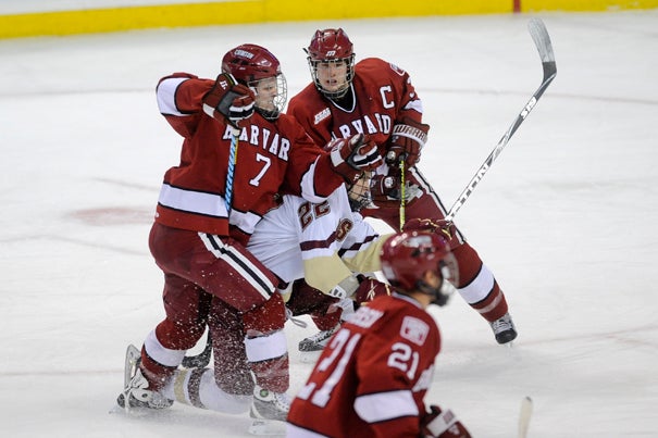 The Crimson struggled to find their rhythm in their 4-1 loss to Northeastern on Monday (Feb. 8).