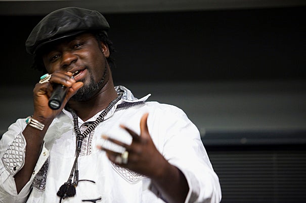 During an afternoon session of  the two-day conference “The Language of Global Hip-Hop Culture,” Mamadou Ndiaye performed. 
