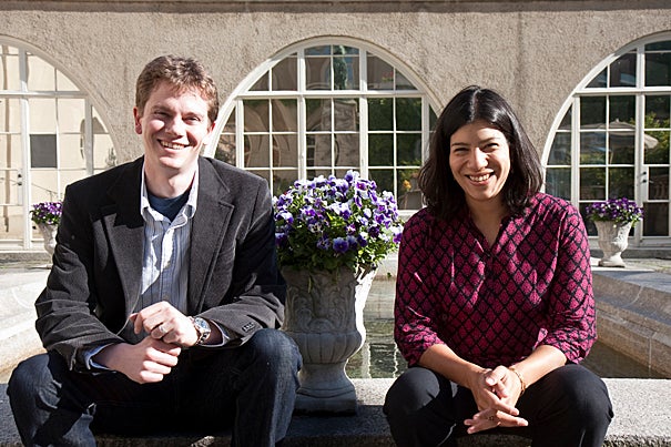 Tobias Ritter (left) and Maya Jasanoff are being recognized with the Roslyn Abramson Award. “The greatest teachers continue to shape their students for many years after graduation,” said FAS Dean Michael D. Smith. “By all accounts, Maya Jasanoff and Tobias Ritter are among those elite educators whose impact will be profound, if not lifelong."