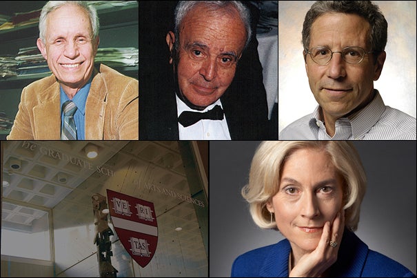This year, the GSAS has recognized the following alumni with its Centennial Medal (clockwise from left): David Bevington, Stephen Fischer-Galati, Eric Maskin, and Martha Nussbaum.