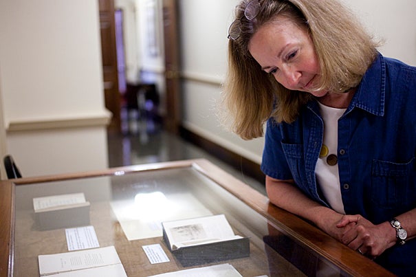 Curator Leslie Morris put together the show on T.S. Eliot at Harvard.   