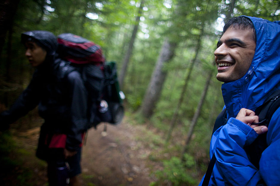 Freshman Nikhil Mulani (right) looks back with a smile. 
Justin Ide/Harvard Staff Photographer