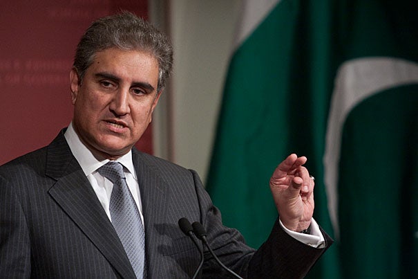 Foreign Minister Makhdoom Shah Mahmood Qureshi of Pakistan said, "We need trade, not just aid," in a Harvard Kennedy School talk that outlined steps to improve U.S.-Pakistan relations.