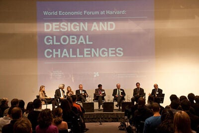 The World Economic Forum came to the Harvard Graduate School of Design, bringing with it a discussion titled “Design and Global Challenges." Groups, comprised of faculty members and students,  discussed each of six issues: trade, population growth, the international monetary system, values, global governance, and the skills and mobility of the world’s labor force.