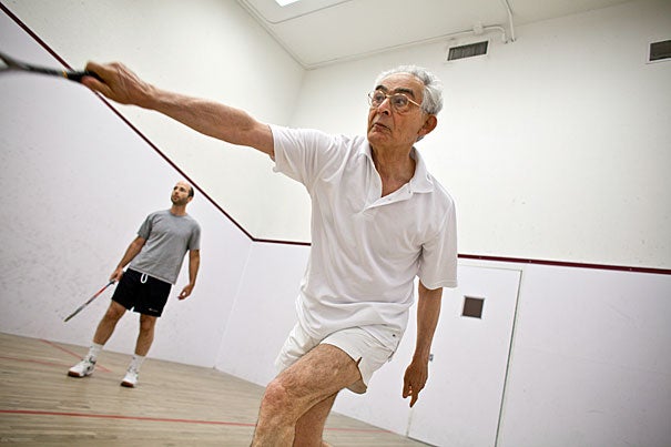 At 72, Patrice Higonnet (right) remains a challenging opponent for History Professor Erez Manela (left).