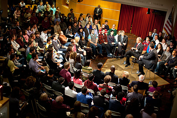 Mayor Michael Bloomberg, a Republican turned independent, and Joe Scarborough, the host of MSNBC’s “Morning Joe,” both slammed the two-party system at a Harvard Kennedy School forum called “The Midterms & Beyond: A New Way Forward.” 