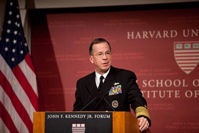War is an unpredictable, nonlinear interplay of policy and strategy, Adm. Mike Mullen said in a Harvard talk, and “sense and adjust” is the way to proceed. 