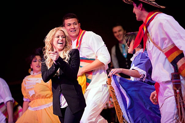 Twelve Harvard College student groups representing various cultures from around the world performed for Colombian-born singer and philanthropist Shakira, who received the Harvard Foundation’s 2011 Artist of the Year award on Feb. 26. 
