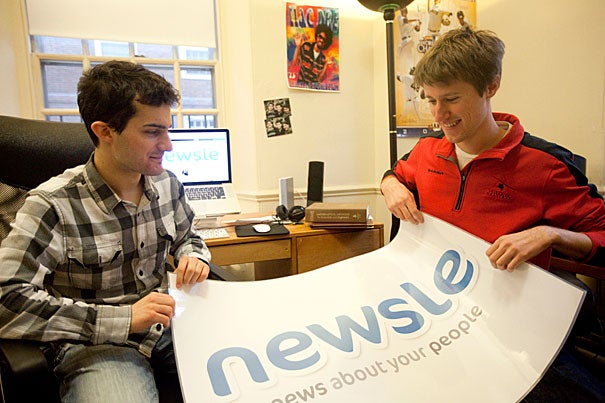 Jonah Varon (right) and Axel Hansen, two Harvard sophomores, have created a new website that seeks to out-Google Google when it comes to tracking down news about your friends. “Facebook is so full of social noise that you don’t get the important stuff,” Varon said. “There’s less content here than if you went to [someone’s] Facebook page, but it’s more meaningful.”