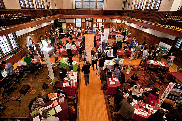 "Green" employers showcased their products and job openings at the Office of Career Services’ second annual Energy and Environment Expo. "There's enormous opportunity for someone with energy and passion and new ideas," said Charlie Andersen, a marketing/business analyst at MaxLite. 