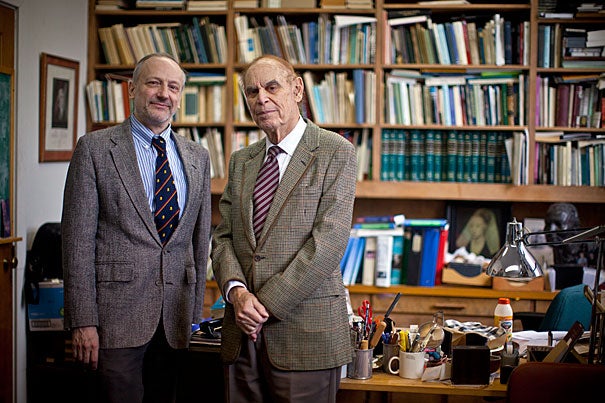 Helping immigrants to prosper is both a practical and a moral imperative, said physicist Gerald Holton (right), who has penned a series of books with Gerhard Sonnert on how immigrants enrich American culture.