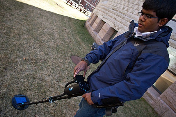 Lahiru Jayatilaka (above) and Krzysztof Gajos at the Harvard School of Engineering and Applied Sciences have helped develop a new and improved means of finding and removing land mines from current and former war zones. The new system uses smartphones with the conventional metal detectors to help de-miners better visualize what they are detecting.