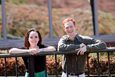 Marcel Moran ’11 of Eliot House and Annie Douglas ’12 of Adams House, this year’s David and Mimi Aloian Memorial Scholars, will be honored at the Harvard Alumni Association’s fall dinner. 