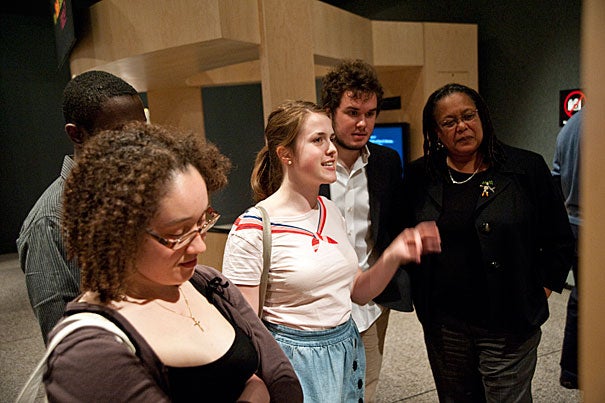 “This exhibit is really an extension of the discussion we had in my course about how we organize our societies,” said Harvard College Dean Evelynn M. Hammonds (right). “The goal for students is to understand that race is a human construct, and to be aware of the way that notions about race shape the world around them, which is filled with people of all colors and people who are different in various kinds of ways.”