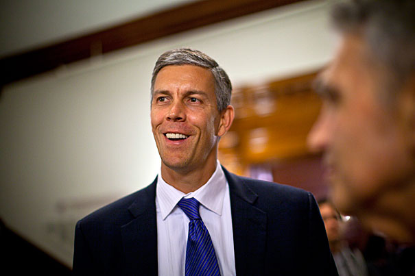 “It is an honor to be chief marshal for the 2011 Harvard Commencement,” U.S. Secretary of Education Arne Duncan '86 said. “President Obama has challenged America’s young adults to lead the world in college completion by the end of the decade. At Harvard today and at thousands of institutions of higher education this spring, young men and women are celebrating their work toward helping America reach that goal and begin their roles as future leaders of this country.”