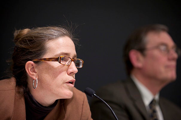 Professor Caroline Elkins, pictured at a panel discussion in March, won a Pulitzer Prize in 2006 for her book detailing the abuse of Kenyans at the hands of the British colonial government during the Mau Mau rebellion of the 1950s. 