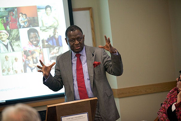 Babatunde Osotimehin spoke at the Harvard Center for Population and Development Studies, where he was a fellow in 1996 and 1997. He described a world that will be transformed in the next few decades. By midcentury, the global population is expected to hit 9 billion, with 70 percent living in cities. 