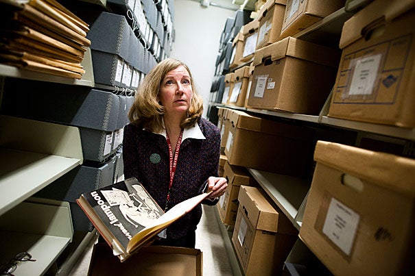 Leslie Morris, the curator of modern books and manuscripts, helps oversee the John Updike Archive at Houghton Library. Once cataloged, his papers will be ready for researchers in the summer of 2012.