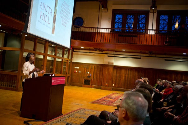 During a lecture at Radcliffe, Anita Hill argued that equality in the home requires a close examination of the decisions that need to be made to ensure people can enjoy a dwelling where they can “safely view the world … and enjoy all the opportunities that society has to offer,” including access to good schools, healthy food, and safe streets.


