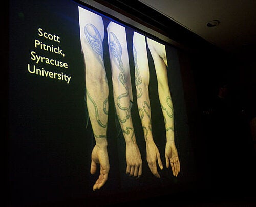Author Carl Zimmer discusses his book “Science Ink: Tattoos of the Science Obsessed" as part of the author series at the Harvard Museum of Natural History.