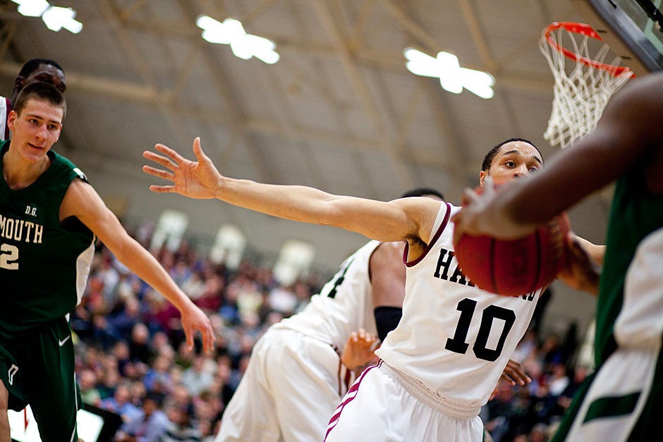 Brandyn Curry helped the Crimson offensively and defensively as they shut down Dartmouth. Rose Lincoln/ Harvard Staff Photographer
