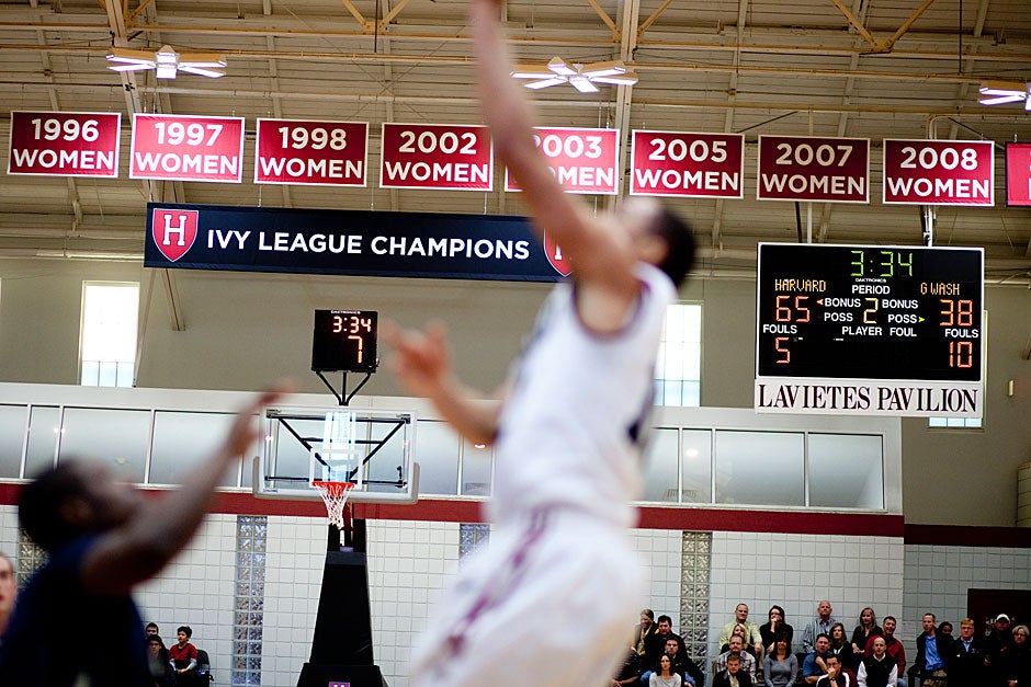 The score with three and a half minutes remaining says it all, as Harvard's season continues to flourish. Rose Lincoln/ Harvard Staff Photographer