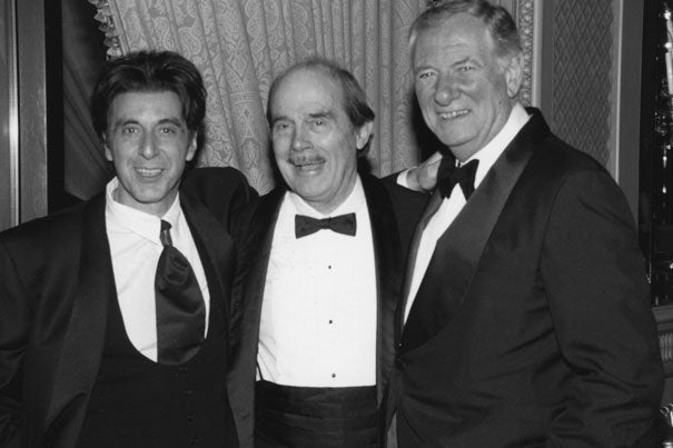 David Wheeler (center) with actor Al Pacino (left) and Robert Brustein. Wheeler passed away on Jan. 4. “As director of the Theatre Company of Boston, David Wheeler was one of the founding fathers of postwar American theater and his influence on the American Repertory Theater has been incalculable," said Brustein, the A.R.T.'s founding director.