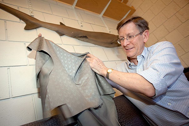 Professor George Lauder has found that the rough surface of shark skin helps reduce drag and increase thrust as the animal swims. Interestingly, the research also tested the high-tech swimsuits and found that their surface (supposedly designed to mimic shark skin) has no effect on swimming speed. "I’m convinced they work, but it’s not because of the surface,” he said of the swimsuits.