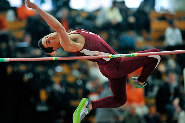 At a Feb. 11 meet against Yale and Princeton, Jonathan Sparks '14 leaped over the bar in the high jump, clearing 1.99 meters, tying him with the eventual winner. 