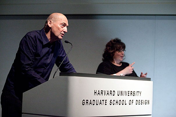 Colorful architect and urban theorist Rem Koolhaas shared his thoughts before an overflow crowd at Piper Auditorium with a presentation titled “Current Preoccupations.” Koolhaas is a professor in the practice of architecture and urban design at the Harvard Graduate School of Design.