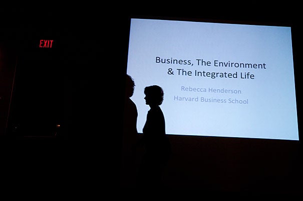 During the inaugural “One Harvard: Lectures that Last,” Harvard Business School Professor  Rebecca Henderson said, People don’t know what may happen with 
climate change, but “that means we are running a roulette wheel, that we are running the risk of seriously destabilizing the world’s climate.”  Henderson was one of a dozen speakers representing Harvard’s 12 graduate and professional Schools at the event.