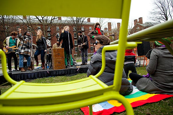 “The Chairs Revue" was back in action today with Brooklyn-based indie rock band The Lisps kicking off the season of open-air song, dance, and performance numbers.  The outdoor entertainment will continue through April 26.