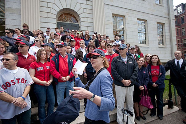 Executive Vice President Katie Lapp donned Red Sox gear and participated in "Rally Against Cancer," which raised $11,700 from more than 400 faculty and staff members. 