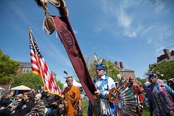 The Harvard Powwow shared space this weekend in Radcliffe Yard with the Arts First festival.