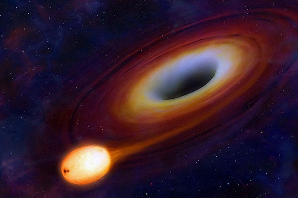 “Black holes are very efficient eating machines,” said Scott Kenyon of the Harvard-Smithsonian Center for Astrophysics. “They can double their mass in less than a billion years. That may seem long by human standards, but over the history of the galaxy it’s pretty fast.”