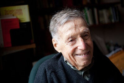 To win the Centennial Medal in his 100th year seems just right for a man who “literally embodies the American studies century,” says Professor Werner Sollors of his longtime friend and colleague, the literary historian Daniel Aaron, Ph.D. ’43 (pictured), and the Victor S. Thomas Professor of English and American Literature Emeritus at Harvard University.