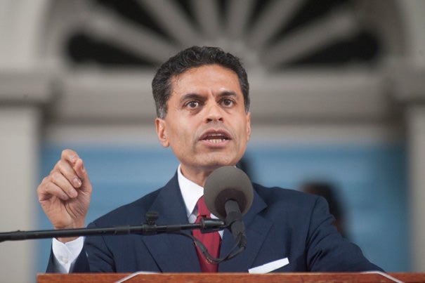 Fareed Zakaria, who delivered the 2012 Commencement address during the Afternoon Exercises, cited recent research showing that violence is at a historic low and economic growth is high. “I’m betting on the graduates of this great university. ... Your efforts will make a difference.” 