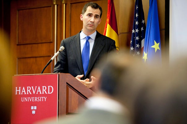 Crown Prince Felipe made a case for Spain's "substantial American dimension" in a talk at Harvard Kennedy School. 
