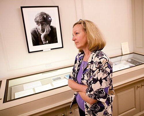 Leslie Morris, Houghton’s curator of modern books and manuscripts, assembled "John Updike: A Glimpse from the Archive," an exhibit on view at the Houghton Library through June 30. Three glass cases are clever summaries of where Updike came from intellectually, how he worked, and how eccentric literary archives can be. 