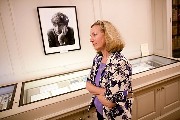 Leslie Morris, Houghton’s curator of modern books and manuscripts, assembled "John Updike: A Glimpse from the Archive," an exhibit on view at the Houghton Library through June 30. Three glass cases are clever summaries of where Updike came from intellectually, how he worked, and how eccentric literary archives can be. 