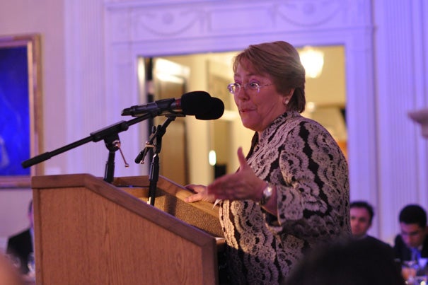 Michelle Bachelet, United Nations undersecretary general for women and former president of Chile, delivered the keynote speech at Harvard's inaugural Ministerial Health Leaders’ Forum. 