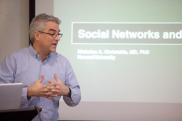 Researchers are able to identify physician influencers, “network leaders,” simply by seeing which doctors are most “central” to a network, most connected by patient-sharing to other general practitioners, surgeons, and medical specialists. If “network leaders” can be found, then new medical information can be more easily disseminated among doctors, according to research led by Nicholas Christakis (pictured), a professor in the sociology department in the Faculty of Arts and Sciences, and of medical sociology at Harvard Medical School.