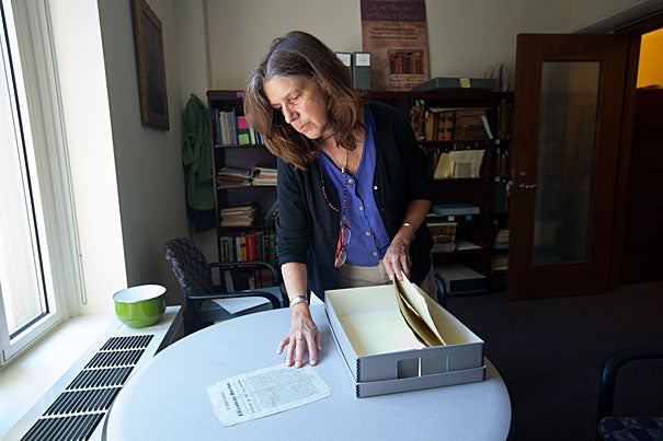 “They certainly pull you in,” said Mary Person, the archivist who catalogued most of the broadsides collection at the Harvard Law School Library. Person has looked at hundreds of broadsides and their dramatic stories of crime and punishment. “Human nature doesn’t change,” said Person of the broadsides’ popularity. “There is morbid fascination.”