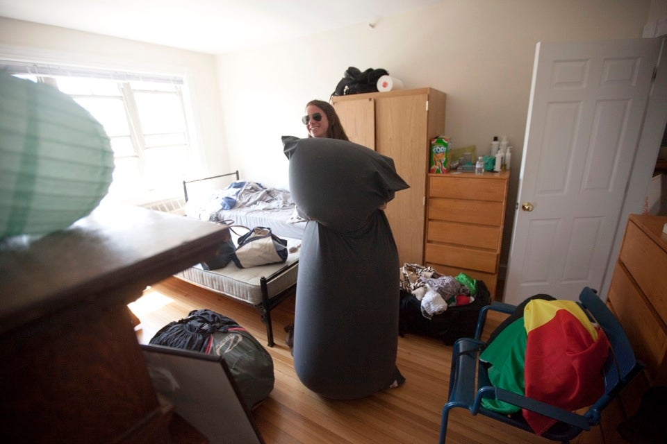 School time and the living is easy! Emma Lipshultz `15 outfits her room in Ridgley Hall with a beanbag couch.