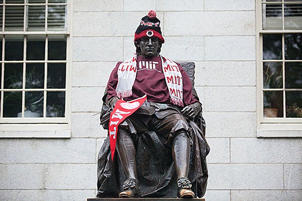 The John Harvard Statue gets a special look for a special day.