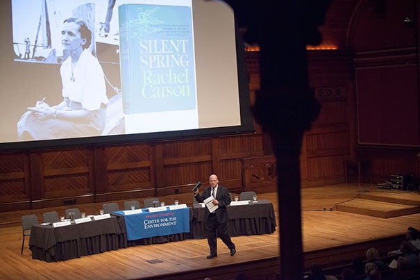 “This was a book, in some ways, that really changed at least the U.S. and perhaps even the world,” said Daniel Schrag, director of the Harvard University Center for the Environment, who hosted “Science and Advocacy: The Legacy of Silent Spring” at Sanders Theatre.