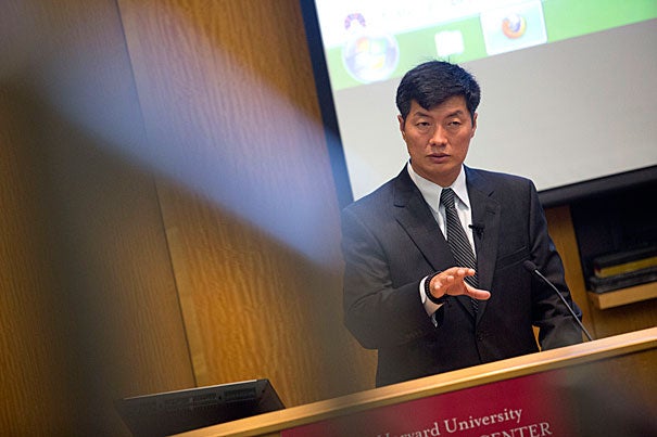 Tuesday's visit by Tibetan prime minister Lobsang Sangay, LL.M. ’95, S.J.D. ’04., drew a packed crowd to Tsai Auditorium to hear his thoughts on Tibet's relations with China. 